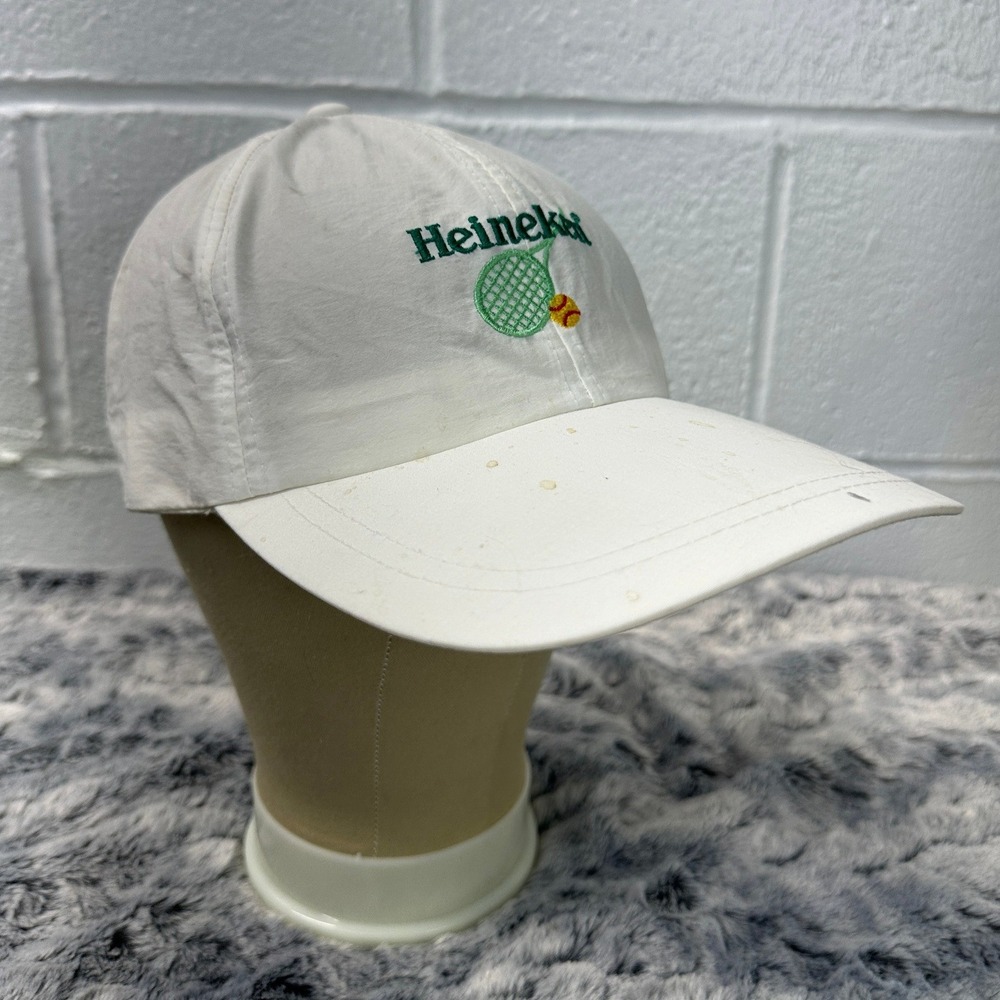 VTG Heineken Hat White Nylon Tennis Embroidered Snapback